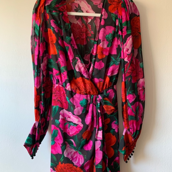 The Kooples BLACK SILK WRAP DRESS - Picture 2 of 3